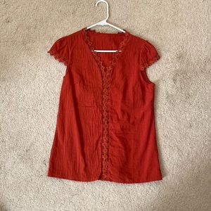 Embroidered short sleeve blouse top
